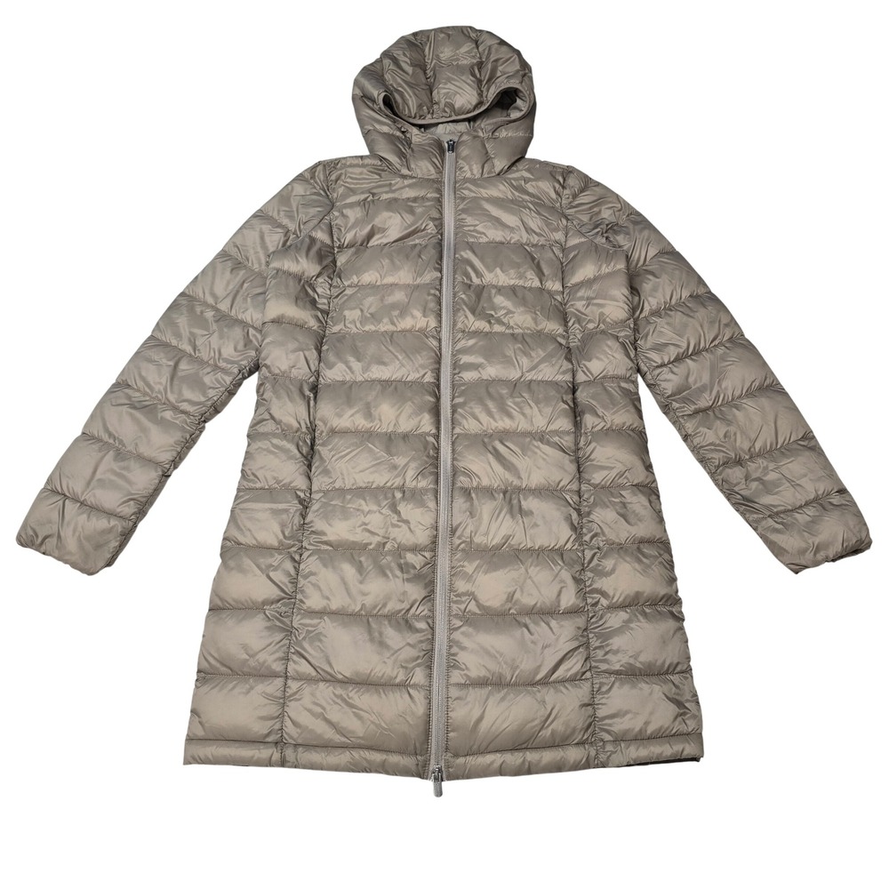 Athleta Downtown Aire Puffer‎ Parka Trench Jacket Beige XS Lightweight Packable